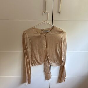 Silk beige long sleeve top size S
